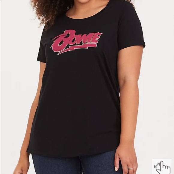 Bowie Black Crew Neck Plus Size Band Tee Shirt - Picture 3 of 4